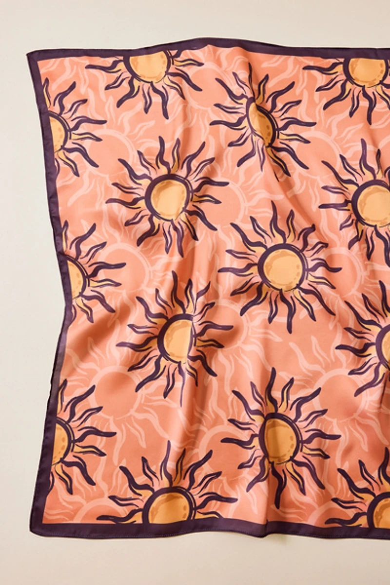 Retro Sun Pattern Satin Scarf