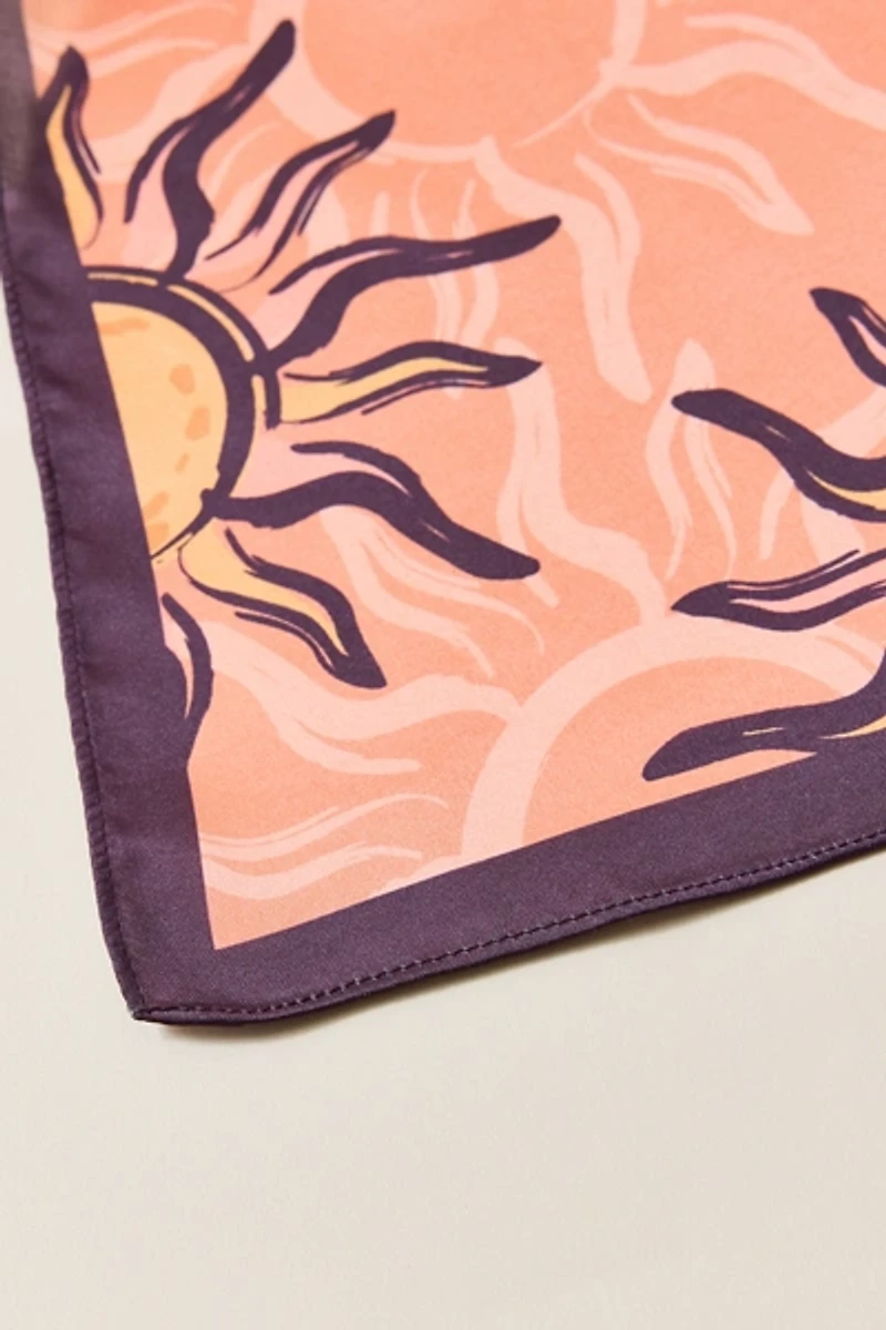Retro Sun Pattern Satin Scarf