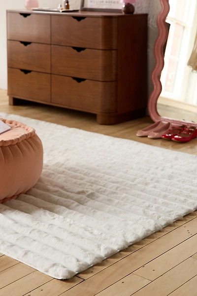 Kelsi Striped Faux Rabbit Washable Rug