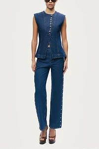 Nocturne Eyelet Detail Wide Leg Jean