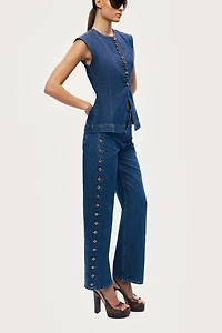 Nocturne Eyelet Detail Wide Leg Jean