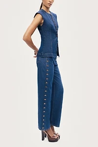 Nocturne Eyelet Detail Wide Leg Jean