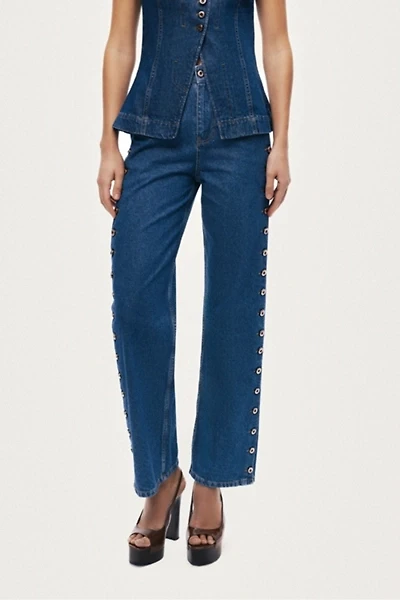 Nocturne Eyelet Detail Wide Leg Jean