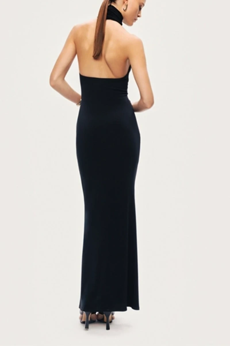 Nocturne Halter Draped Maxi Dress