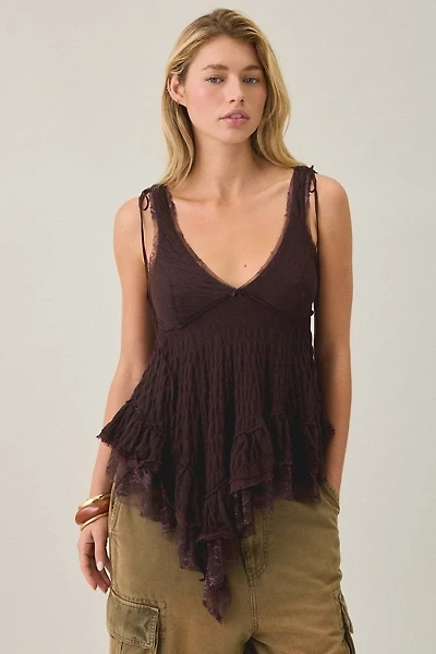 Kimchi Blue Elena Asymmetric Ruffle Lace Trim Cami