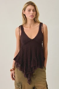 Kimchi Blue Elena Asymmetric Ruffle Lace Trim Cami