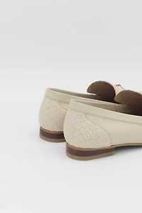 Stivali Natural Croc Embossed Leather Loafers