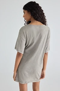 BDG Nikkia Gathered Button Detail T-Shirt Mini Dress
