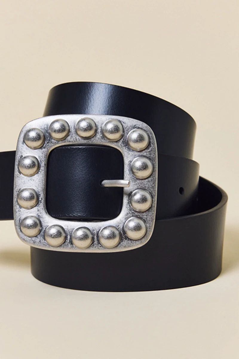 Paloma Studded Buckle Leather Belt