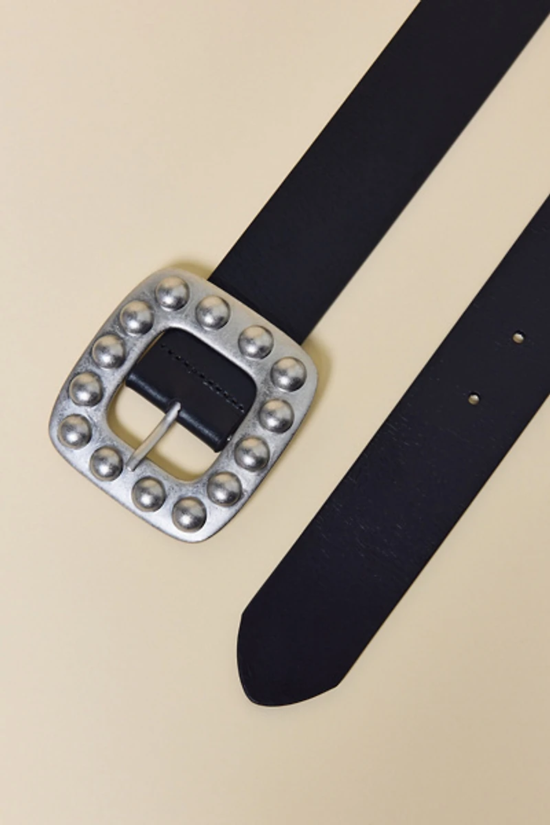 Paloma Studded Buckle Leather Belt