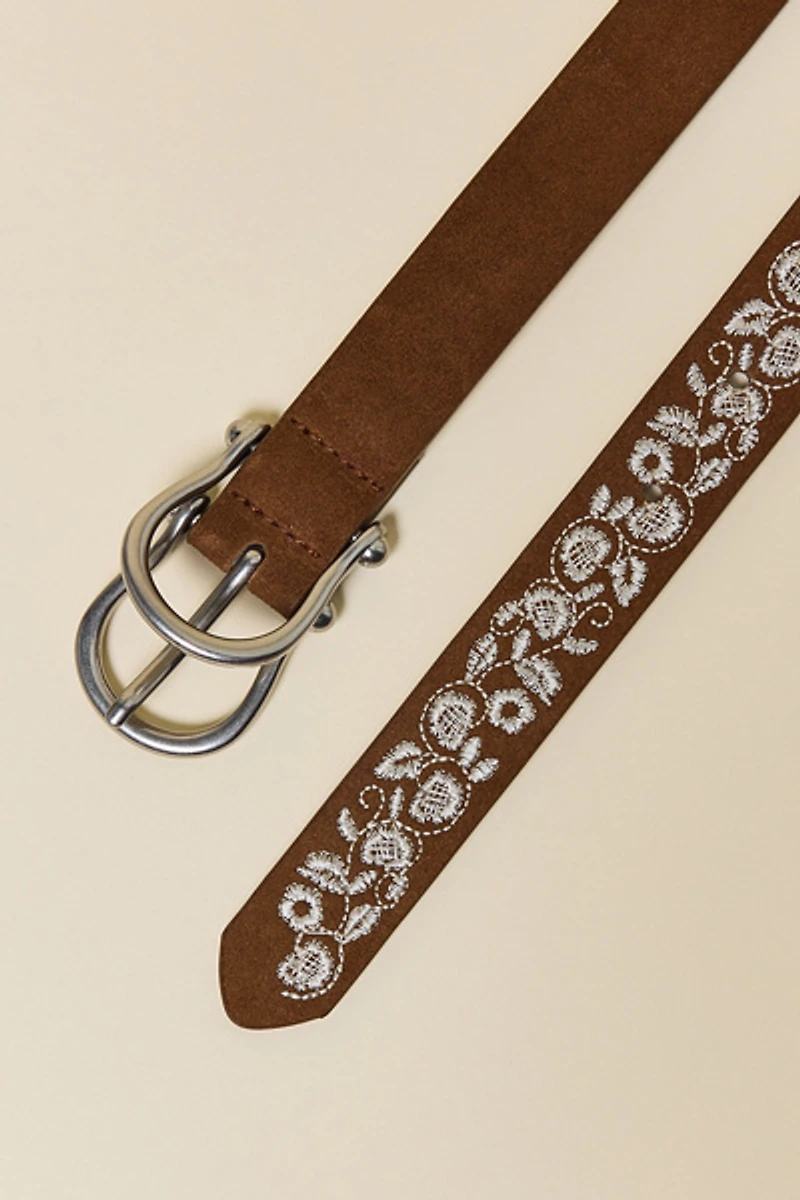 BDG Margot Lace Embroidered Suede Belt