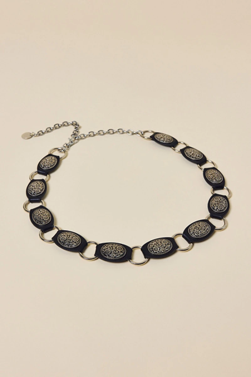 Allegra Leather O-Ring Chain Belt
