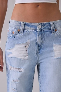 True Religion Bobbi Distressed Big T Flap Low-Rise Baggy Jeans