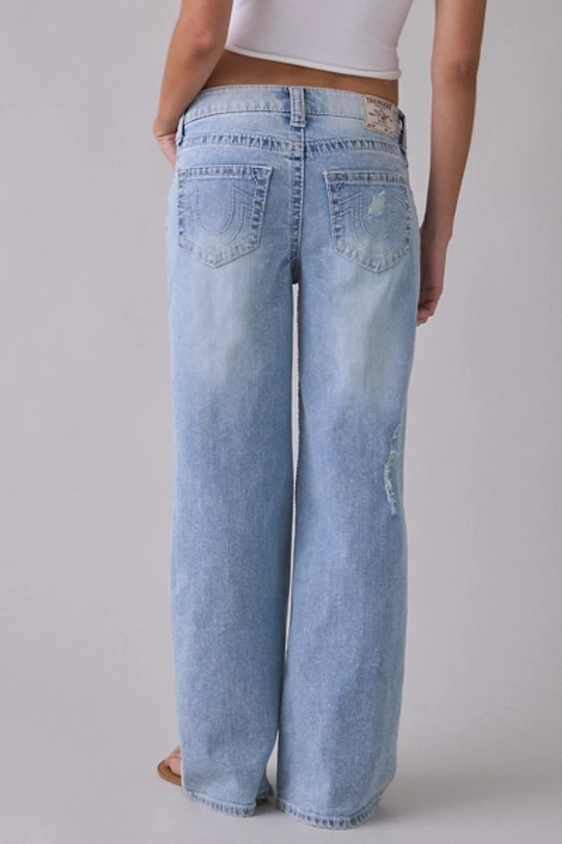 True Religion Bobbi Distressed Big T Flap Low-Rise Baggy Jeans