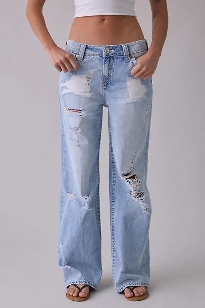True Religion Bobbi Distressed Big T Flap Low-Rise Baggy Jeans