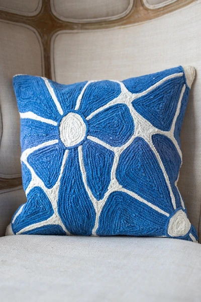 YaYa & Co. Remi Organic Cotton Embroidered Floral Pillow