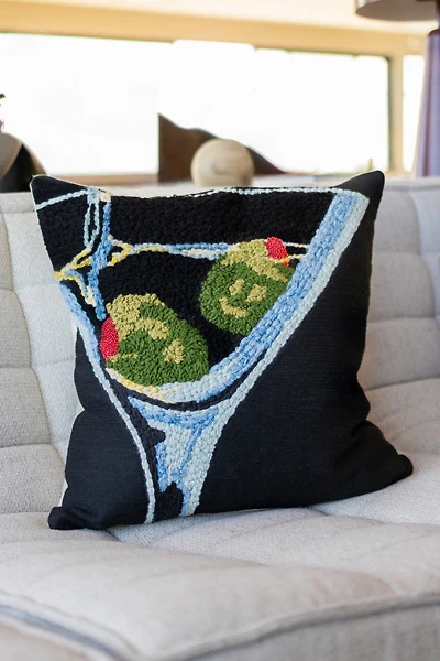 YaYa & Co. Jade Organic Cotton Olive Martini Pillow