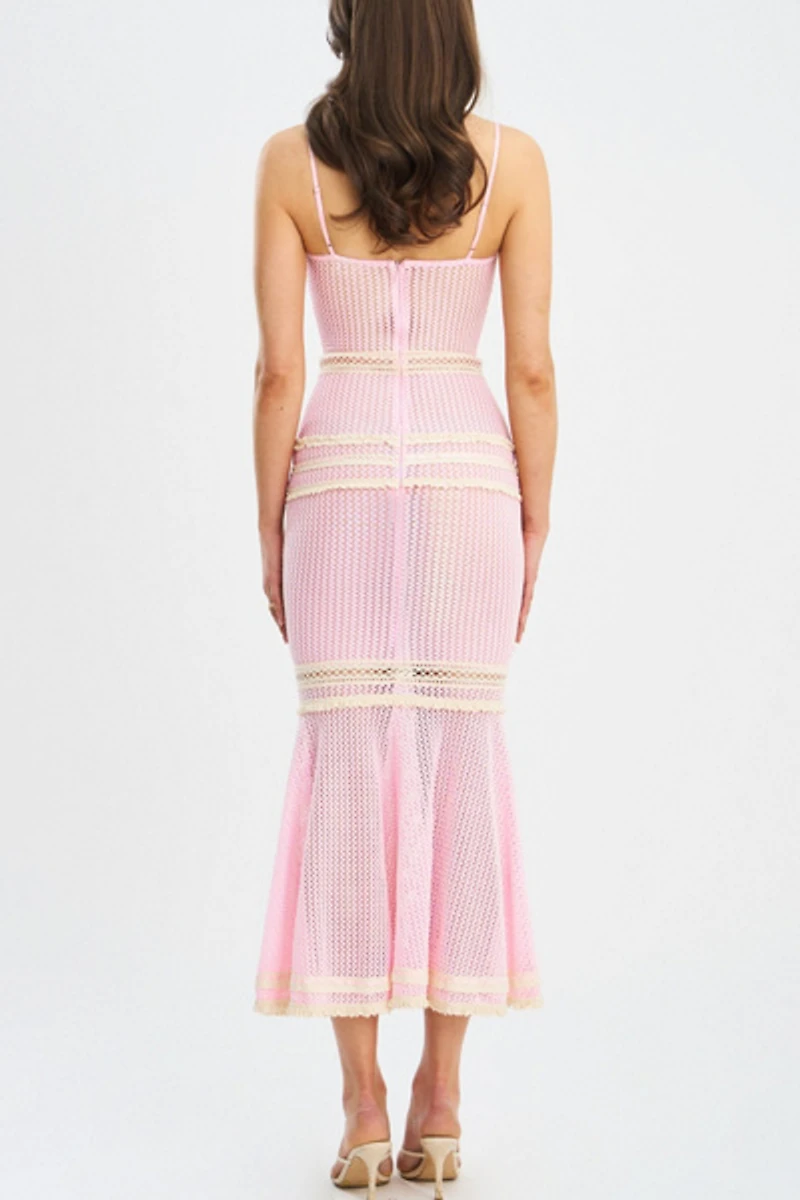 Miss Circle Pallas Lace Trim Crochet Mermaid Maxi Dress