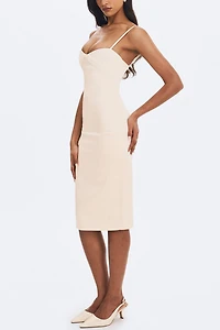 Miss Circle Gracie Ruched Satin Midi Dress