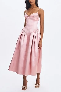 Miss Circle Tullia Satin Ruched Midi Dress
