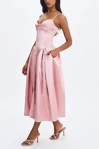 Miss Circle Tullia Satin Ruched Midi Dress