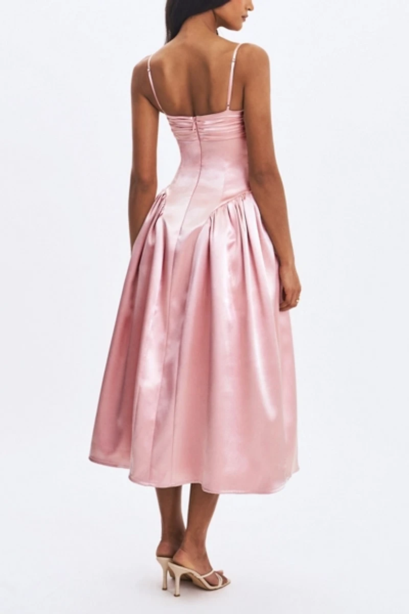 Miss Circle Tullia Satin Ruched Midi Dress