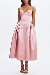 Miss Circle Tullia Satin Ruched Midi Dress