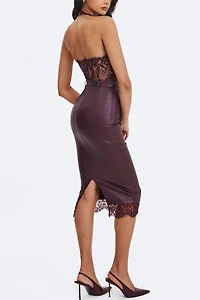 Miss Circle Fiera Plunging Halter Belted Midi Dress