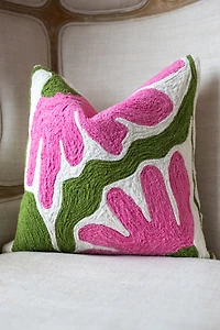 YaYa & Co. Francine Organic Cotton Embroidered Floral Pillow