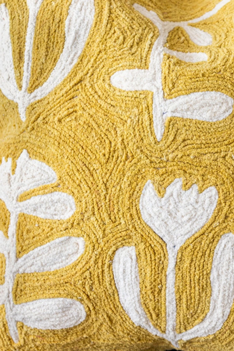 YaYa & Co. Peggy Organic Cotton Embroidered Floral Pillow