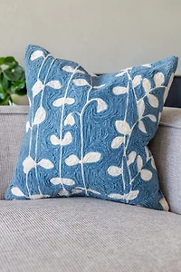 YaYa & Co. Joan Organic Cotton Embroidered Floral Pillow