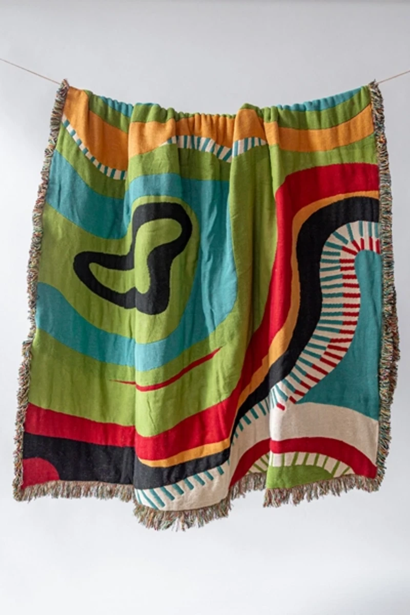 YaYa & Co. Echo Organic Cotton Abstract Tapestry Throw Blanket