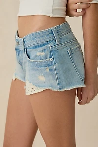 BDG Jenni Lace Trim Low-Rise Denim Micro Shorts