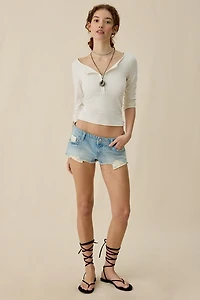 BDG Jenni Lace Trim Low-Rise Denim Micro Shorts