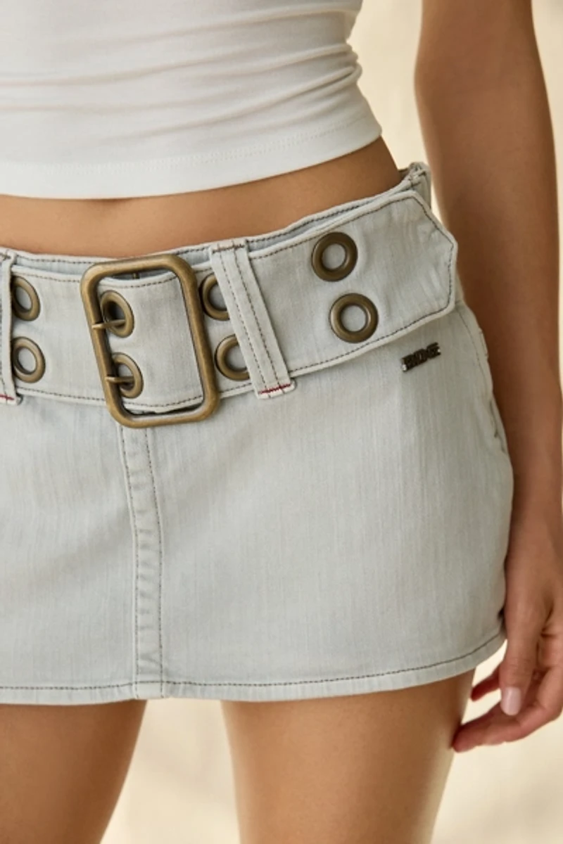 BDG Maia Grommet Belted Denim Mini Skort