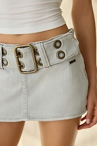 BDG Maia Grommet Belted Denim Mini Skort