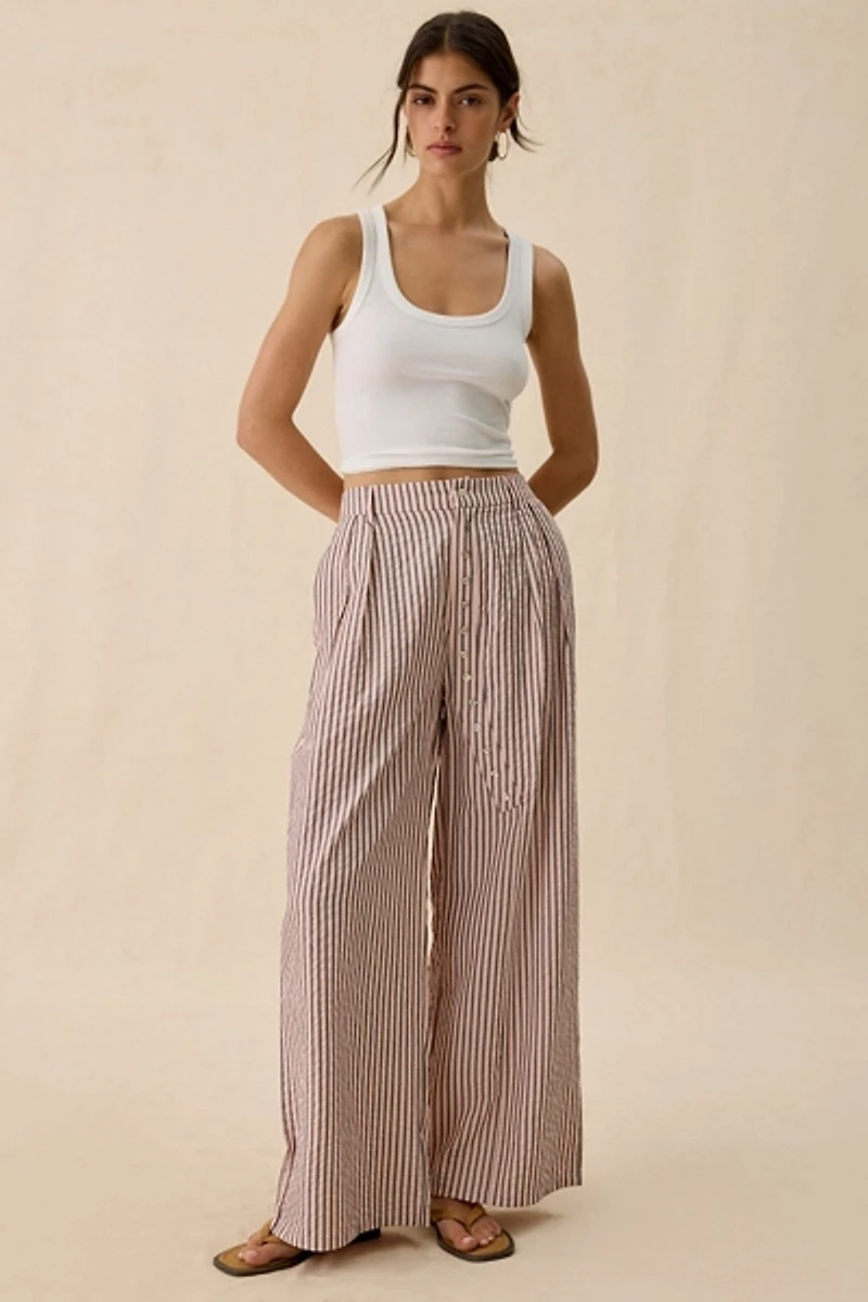 Daisy Street Ramona Striped High-Rise Wide Leg Trousers