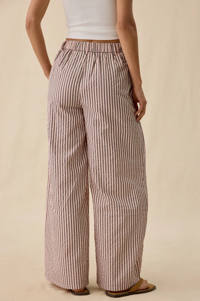 Daisy Street Ramona Striped High-Rise Wide Leg Trousers