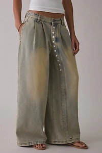 Daisy Street Freya Asymmetric Charm Button Baggy Jeans