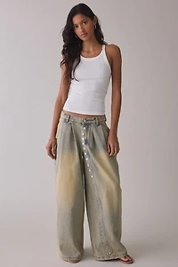 Daisy Street Freya Asymmetric Charm Button Baggy Jeans