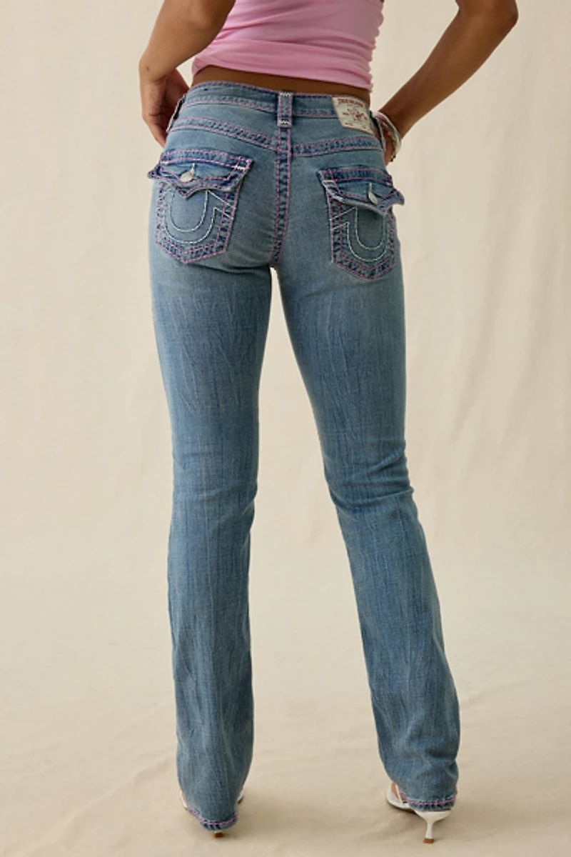True Religion Billie Topanga Wash Super T Flap Mid-Rise Straight Jeans