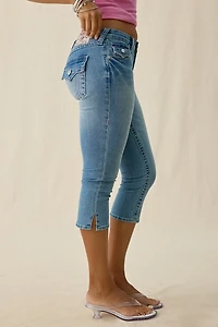 True Religion Jennie Baja Horizon Flap Mid-Rise Skinny Capri Jeans