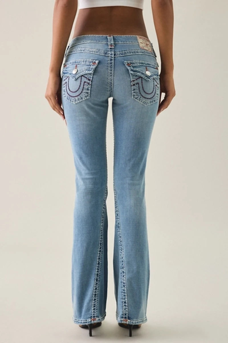 True Religion Joey Ridge Mist Super-T Flap Low-Rise Flare Jeans