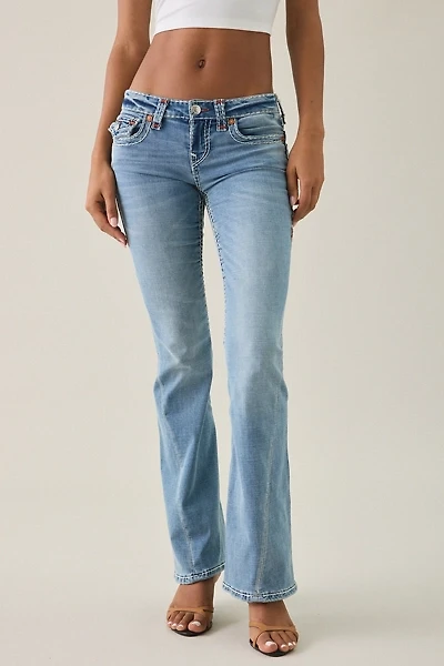 True Religion Joey Ridge Mist Super-T Flap Low-Rise Flare Jeans