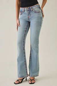 True Religion Becca Sierra Haze Big T Flap Mid-Rise Bootcut Jeans