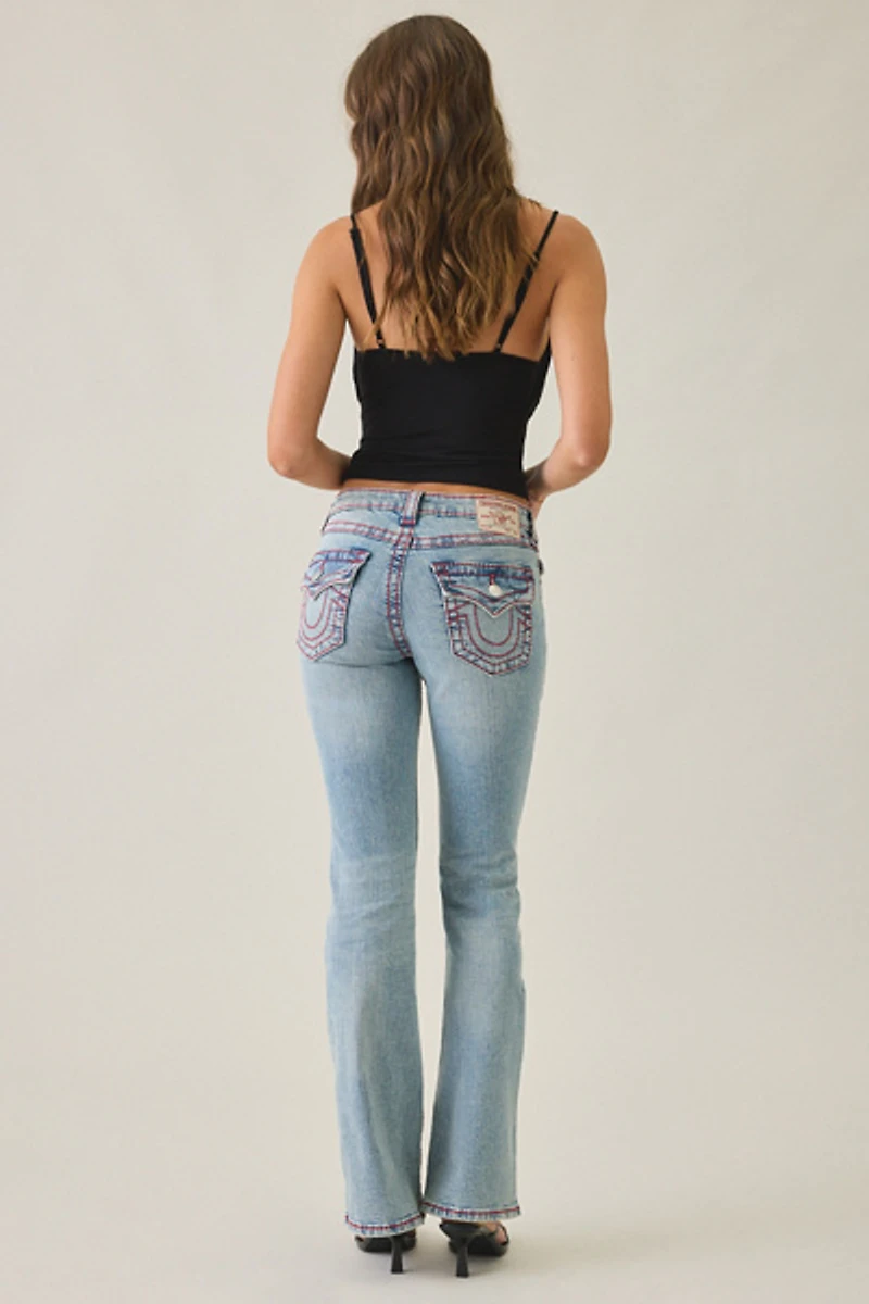 True Religion Becca Sierra Haze Big T Flap Mid-Rise Bootcut Jeans