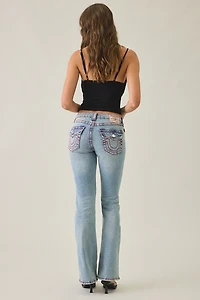 True Religion Becca Sierra Haze Big T Flap Mid-Rise Bootcut Jeans