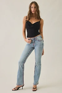 True Religion Becca Sierra Haze Big T Flap Mid-Rise Bootcut Jeans