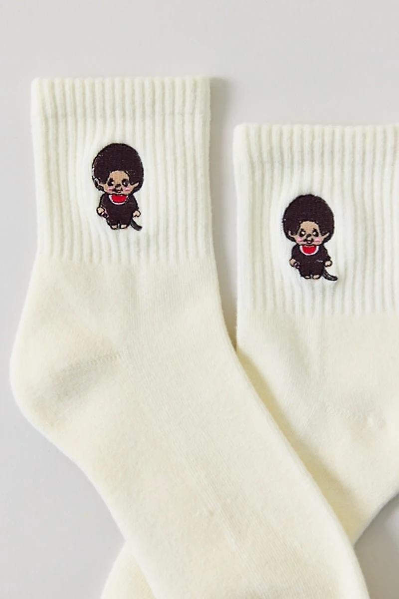Monchhichi Embroidered Icon Quarter Crew Socks
