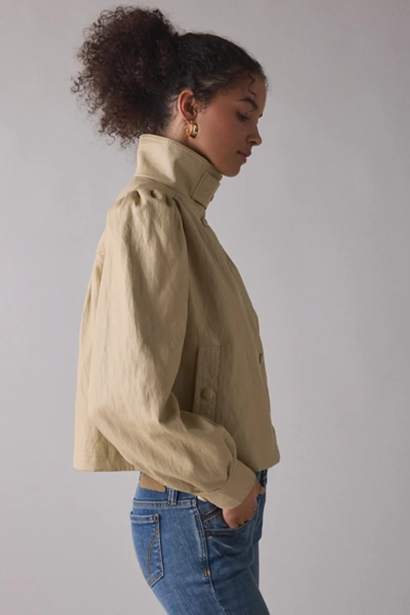 Avec Les Filles Faux Leather Puff Sleeve Jacket